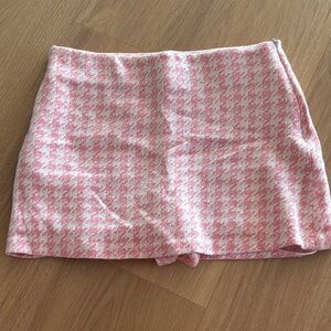 Zara Pink and White plaid Textured Skirt